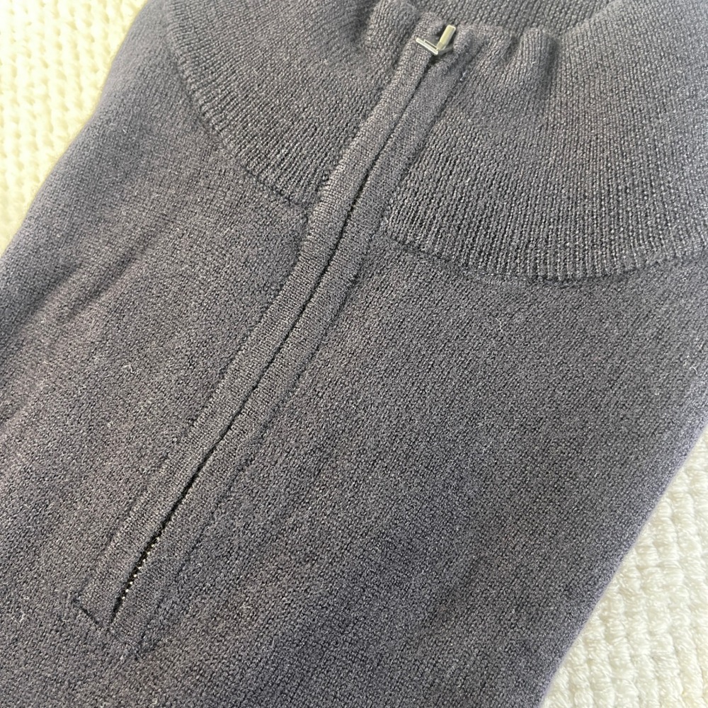 Christian Lacroix New Black 100% Extrafine Merino Wool Quarter Zip‎ Sweater M